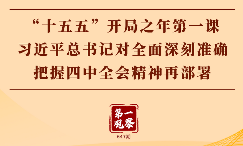 第一观察｜“十五五”开局之年第一课，习近平总书记对全面深刻准确把握四中全会精神再部署