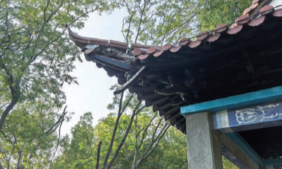 城头山遗址公园破损凉亭已修复